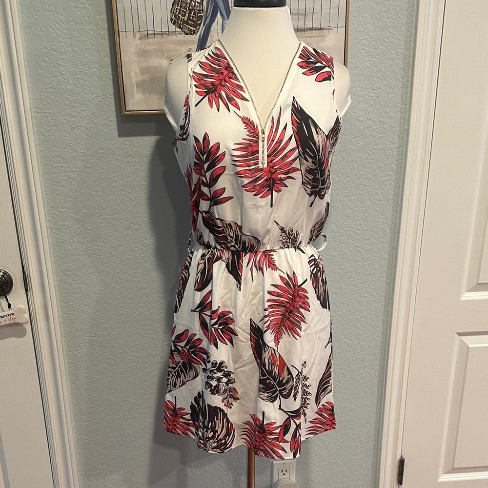 Anna-Kaci Tropical Leaf Print Sleeveless Dress • NWT!!